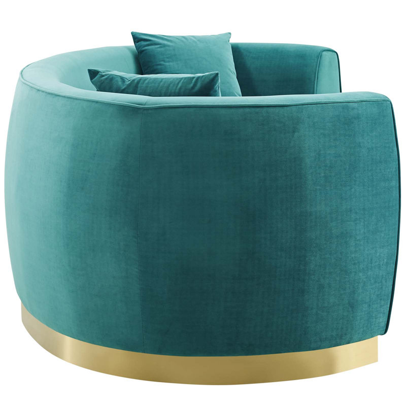 Modway Silver Orchid Perez Curved Velvet Sofa, Teal Plainweave