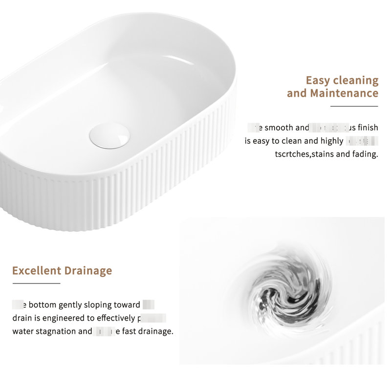 Évier de comptoir ovale de 19 à 1/4 de large, cuve en porcelaine blanche profonde de 12 3/8 po, conception moderne pour salles de bain fonctionnelles de 18,85 po Profondeur du comptoir 11,94 de largeur, surface chauffée à haute température et rayure