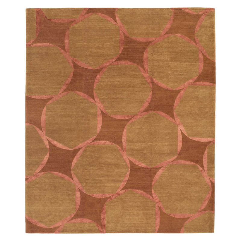 Tranquility Geometric Area Rug in Brown/Pink, Rectangle 8' x 10'