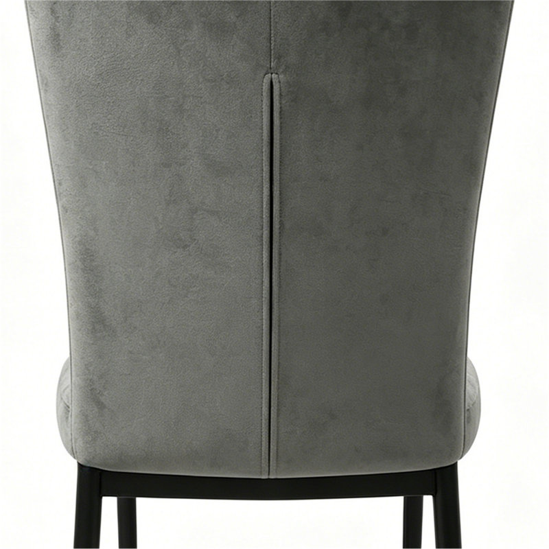 Dark Gray Velvet Dining Chairs With Long Back, Set Of 4, Dark Gray