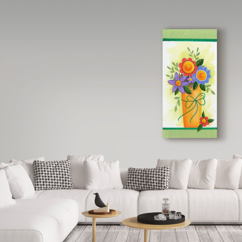 « fleur pot centré », art sur toile, H 47 po x l 24 po x p 2 po