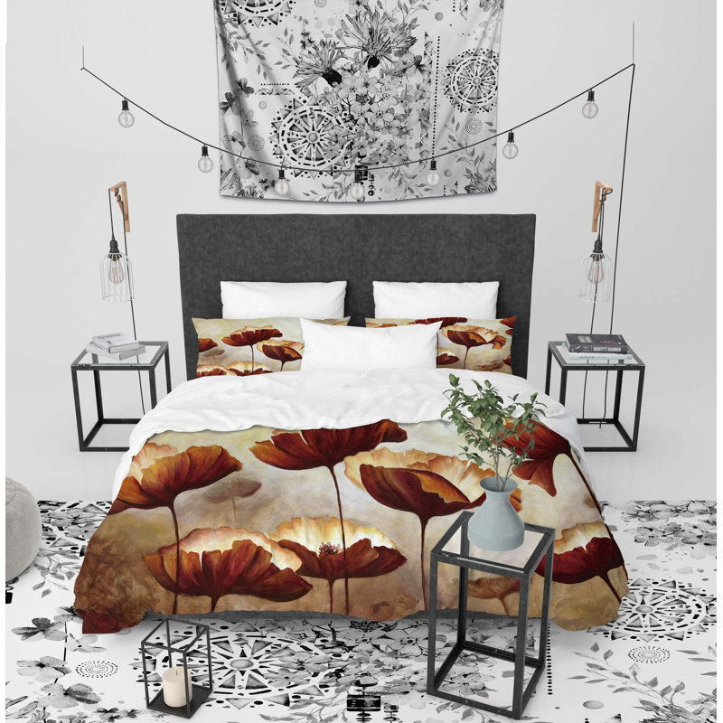Poppies Polyester Comforter, Twin Comforter + 1 Standard Pillowcase