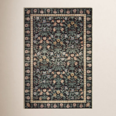 Rifle Paper Co. x Loloi Black Floral Rug