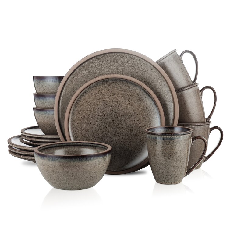 Rustic Speckled Handcrafted Terracotta 16-Piece Dinnerware Set