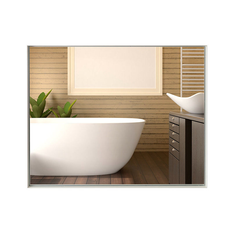 Miroir de salle de bain 40 po x 30 po blanc avec rebord biseauté et cadre en métal - Reflet transparent, rouille, style luxueux pour fixation murale (montage horizontal et vertical en alliage d'aluminium