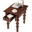 Table d'appoint antique en noyer massif avec tiroir, montage rapide pour chambre ou salon, plateau plaqué, pieds couleur gaufrée, idéale dans un coin cuisine, pieds tournés