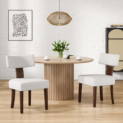 Upholstered Armless Dining Table Chairs Set of 2 with Hardwood Frame Curved Backrest for Kitchen Room