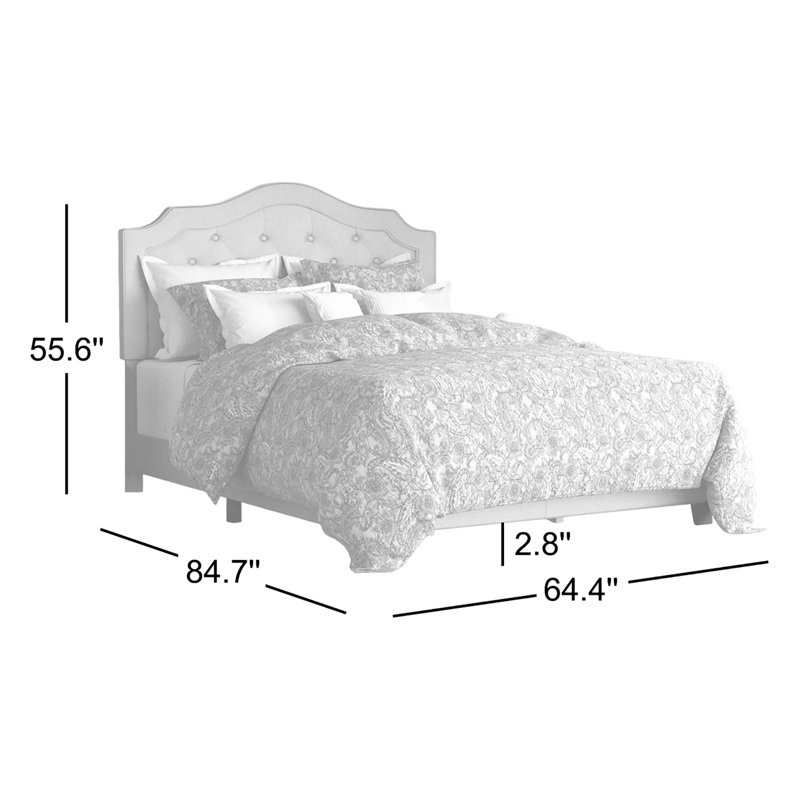 Alayah Tufted Upholstered Low Profile Standard Bed, Smoke Linen, Queen