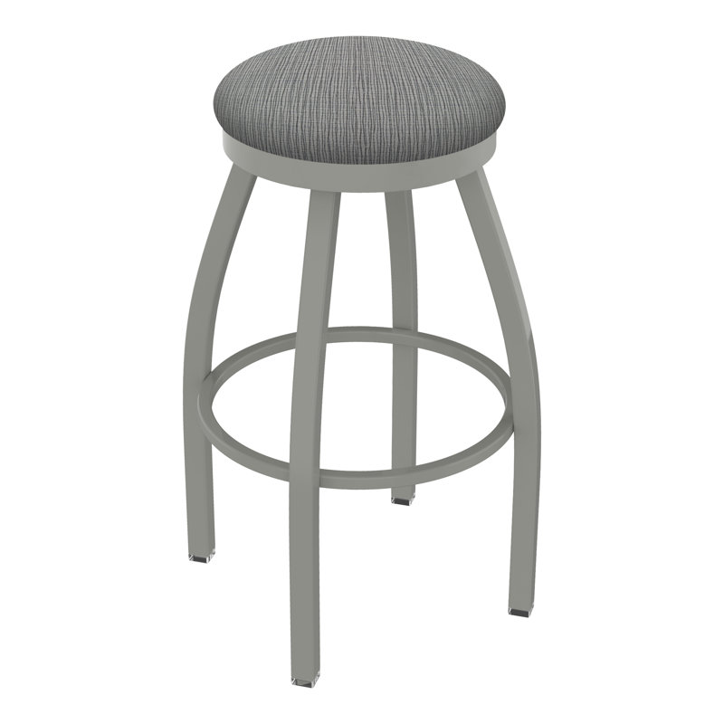 802 Misha Swivel Stool, Anodized Nickel, Counter Stool (25" Seat Height), Fabric-Graph Alpine