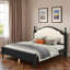 Lit plateforme en bois avec tête de lit tapissier et pieds robustes-2146759437-2146759440