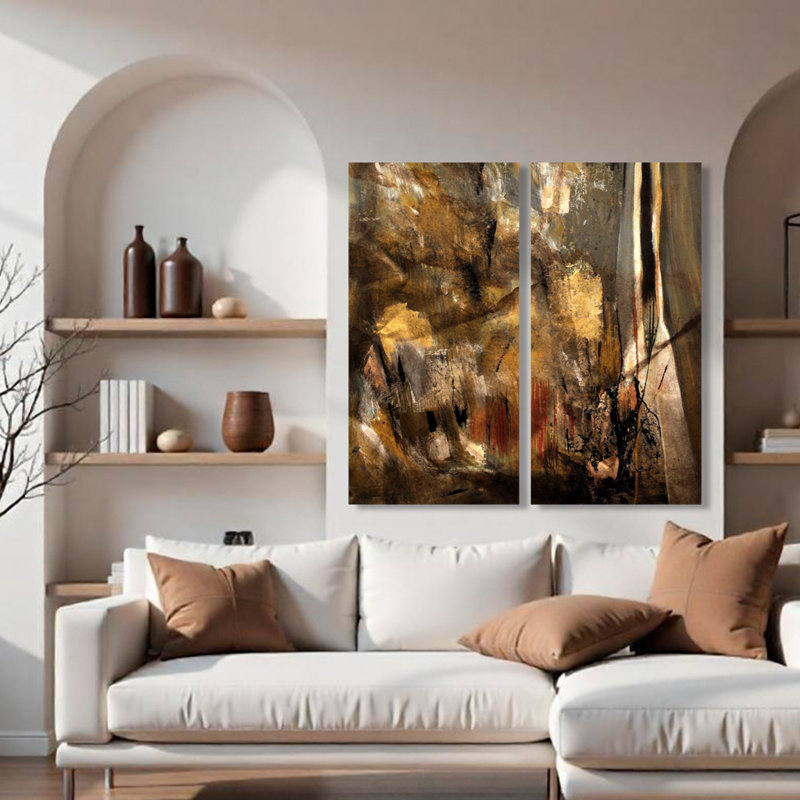 «Earth Tone Abstract I» par Tristan Scott - Ensemble de 2 reproductions sur toiles tendues