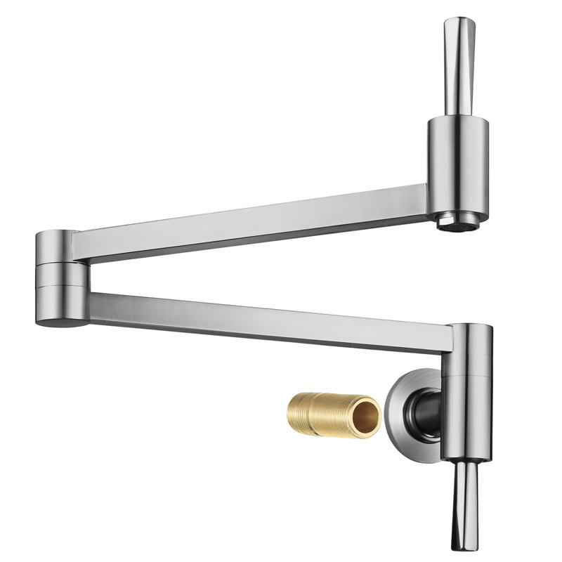 Robinet remplisseur mural avec bras articulé double articulé extensible, Nickel brossé