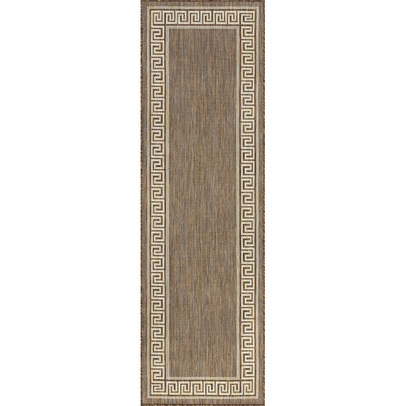 Tapis brun / crème à imprimé animal, Tapis de couloir 2 pi 8 po x 9 pi 10 po