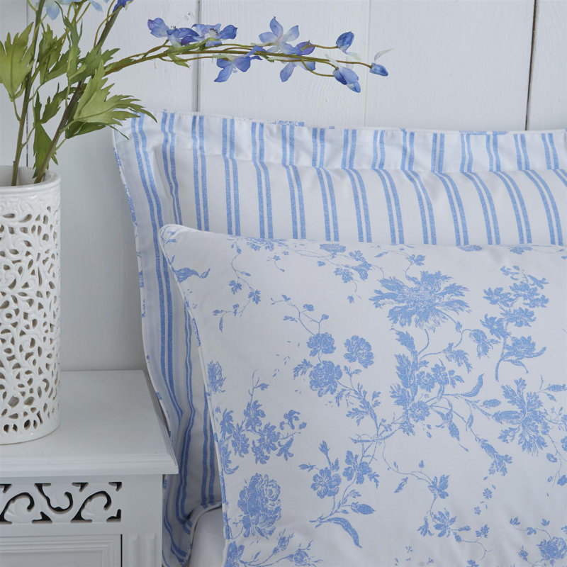 Izetta Polyester Floral Duvet Cover Set with Pillowcases Included, Single Duvet Cover + 1 Standard Pillowcase, Blue