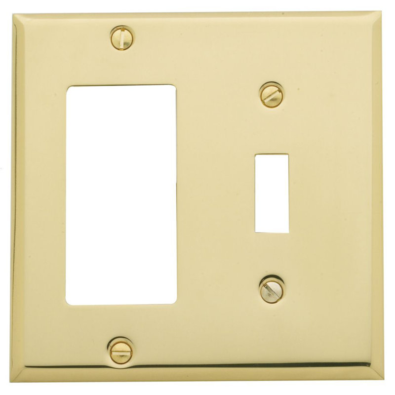 2-Gang Toggle Light Switch/Rocker Combination Wall Plate, Satin Nickel