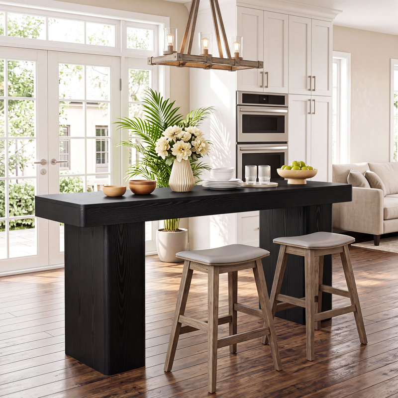 70.87" Black Bar Height Table for Bar and Kitchen