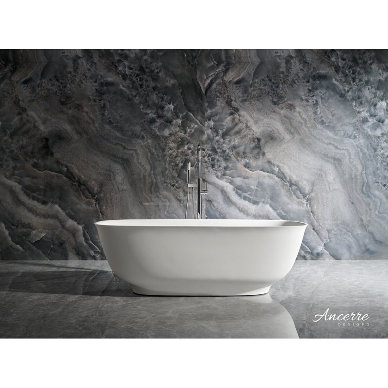 Fiore 67'' x 29.5'' Freestanding Soaking Solid Surface Bathtub, Matte White
