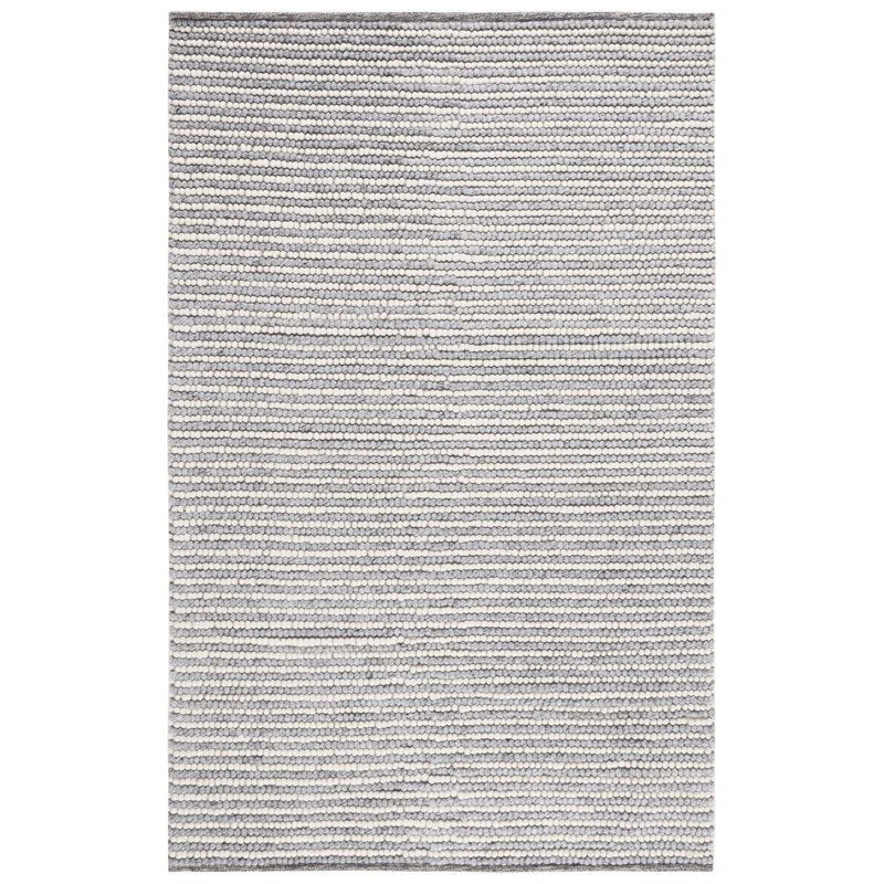 Ivory and Gray Tufted Handmade Wool Area Rug 5' x 8'