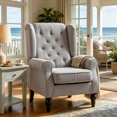 High Wingback Reading Chair,Accent Chair,Button Tufted Accent Chair(Only Accent Chair)