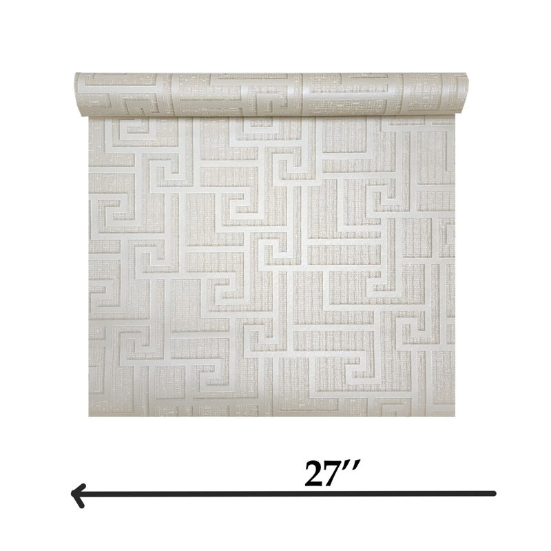 Versace Beige Tan Cream Small Greek Key Lines Textured Wallpaper Roll 3d