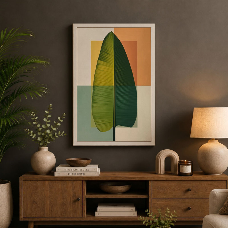 Divided Leaf Study Botanical - Wrapped Canvas, 18x12 - 45.7 x 30.5 cm, White Border