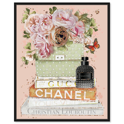 Floral and Glam Books Tan Canvas Fashion Art by Art Remedy