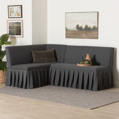 Ensemble de banc de salle à manger rembourré en tissu 2 pièces Baxton Studio Bryna - Banquette de coin avec base à jupe