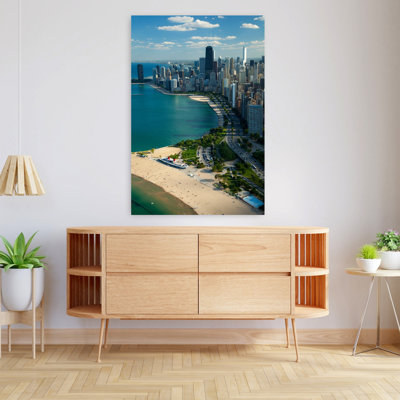 Aerial View Of A City Lake Michigan Chicago Cook County Illinois Usa Abstract Contemporary Landscape Nature Art