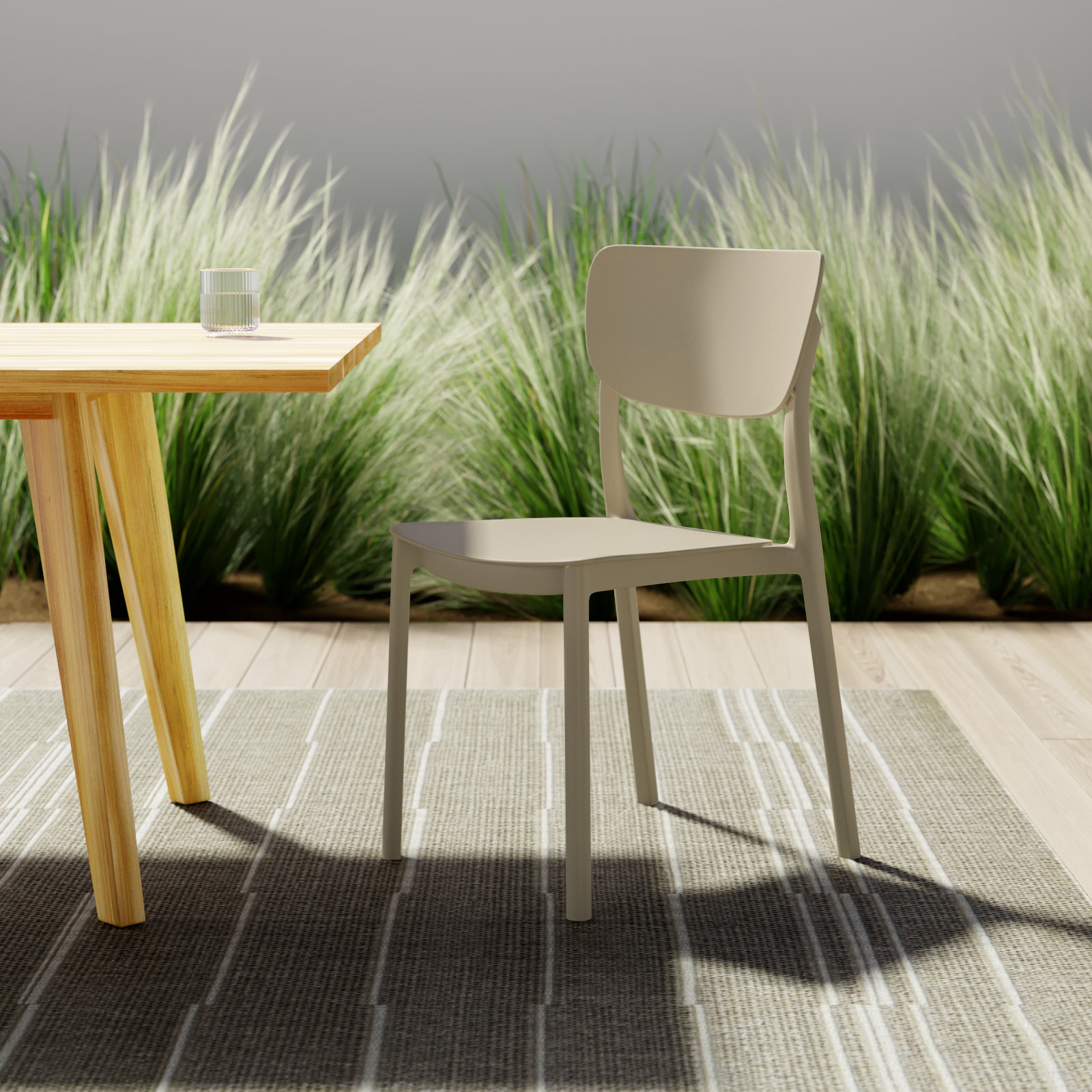 Farrah Outdoor Stacking Dining Side Chair, Taupe