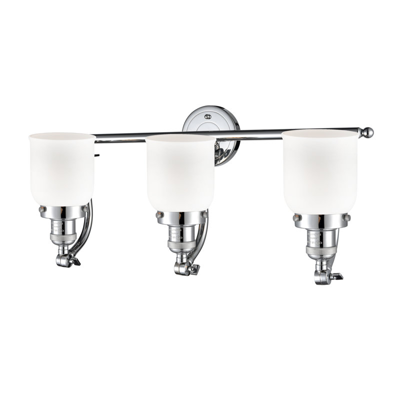 Luminaire de meuble-lavabo 3 lumières 28 po Bell, Boîtier blanc mat, Chrome poli, Ampoule à DEL rétro de 6 watts