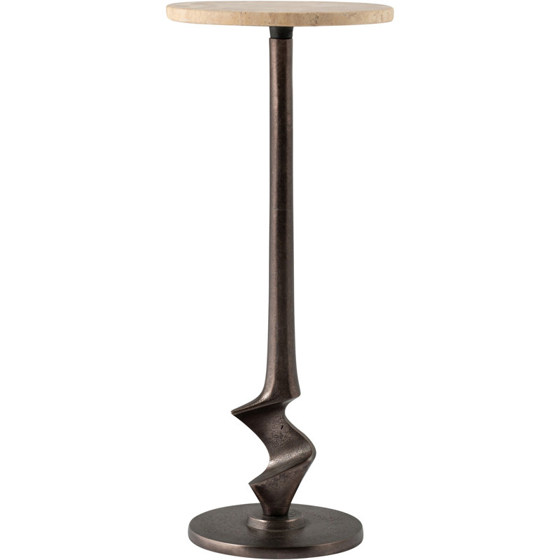 Table de bout / d'appoint en travertin et aluminium Oxira, Travertin