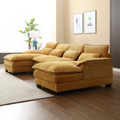 United We Win Modern Large Chenille Fabric U - Shape Sectional Sofa For Comfortable Gathering And Relaxing In Various Living Spaces