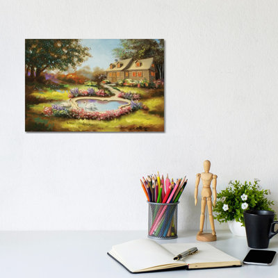 Two Swans And Cabin In Spring by D. "Rusty" Rust - No Frame Gallery-Wrapped Canvas Giclée on Canvas