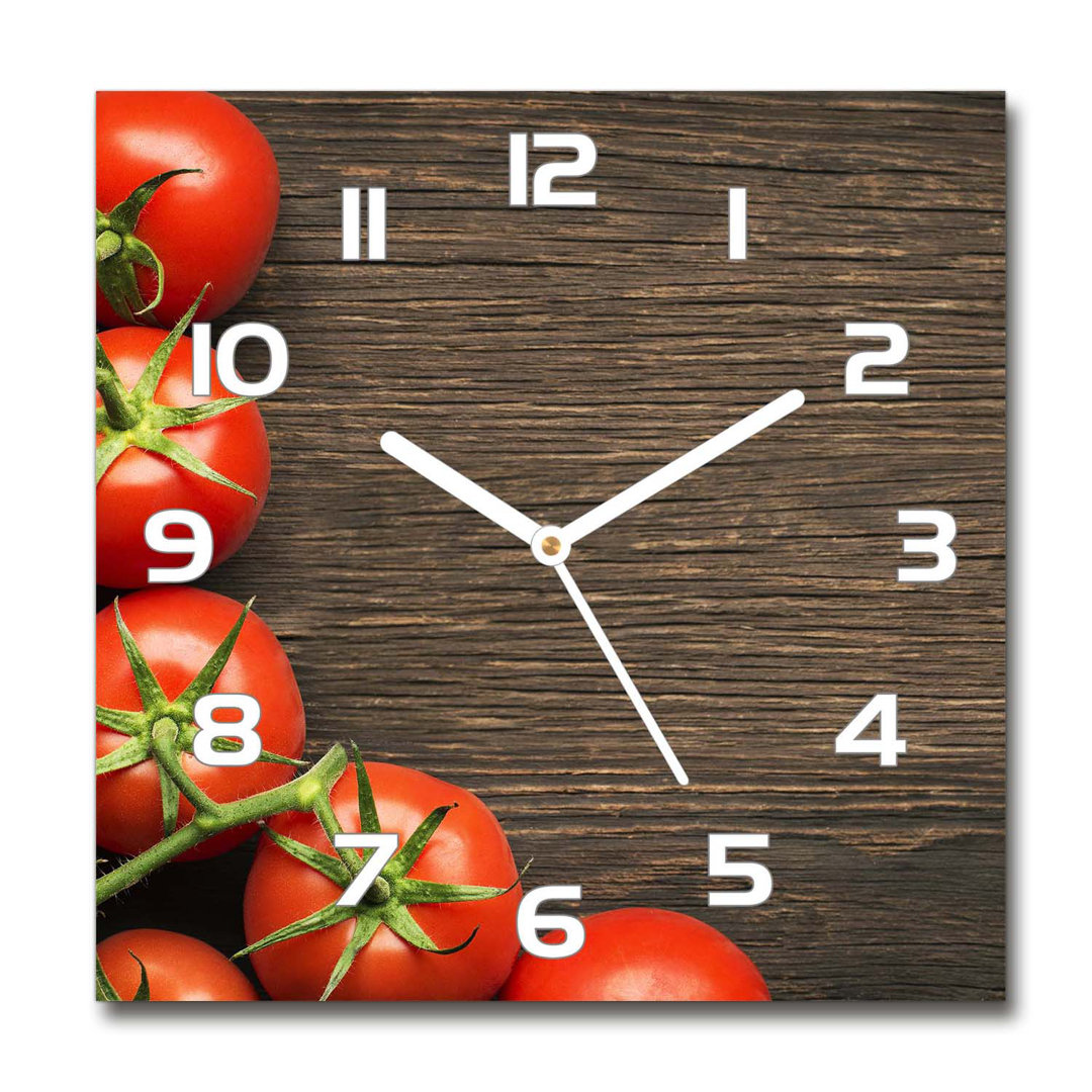 Analoge Wanduhr Joyse Tomaten auf Holz 60 cm Geräuschlos