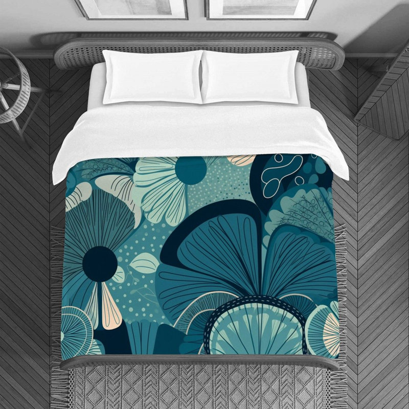 Housse de couette , Housse de couette pour très grand lit, Abstrait bleu