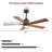 Ceiling Fan With Walnut Blades 18W Three Color Dimmable Light Memory Function & Reversible Motor