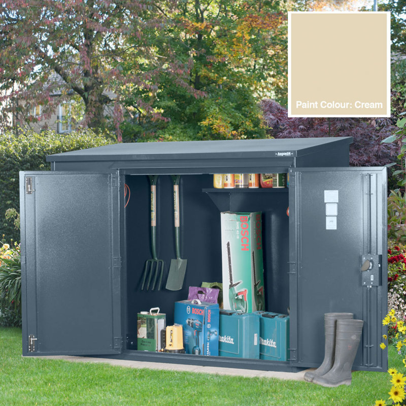 Annexe 6 ft. W x 3 ft. D Pent Metal Bike Shed, Ivory