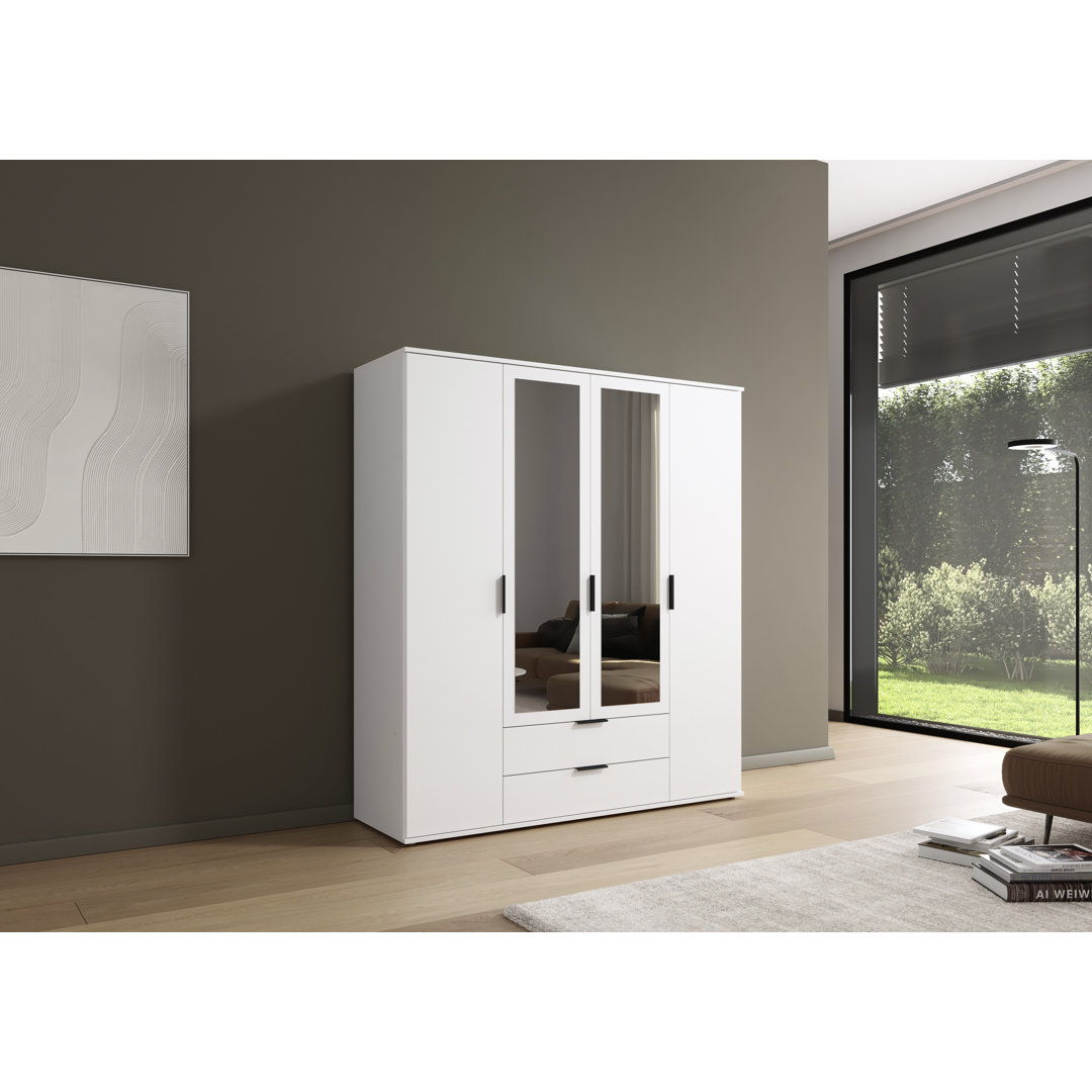 Hinged door wardrobe ESSEA in a simple design, modern handle