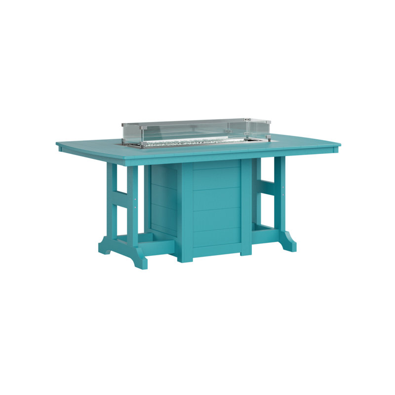 Table de salle à manger avec foyer 72 po Berlin Gardens Garden Classic, Aruba Blue, H 30,87 po x l 44 po x P 72 po