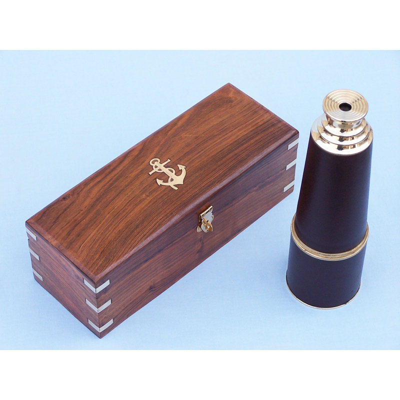 Spyglass en cuir deluxe class Admiral's, Laiton avec boîtier en bois de rose