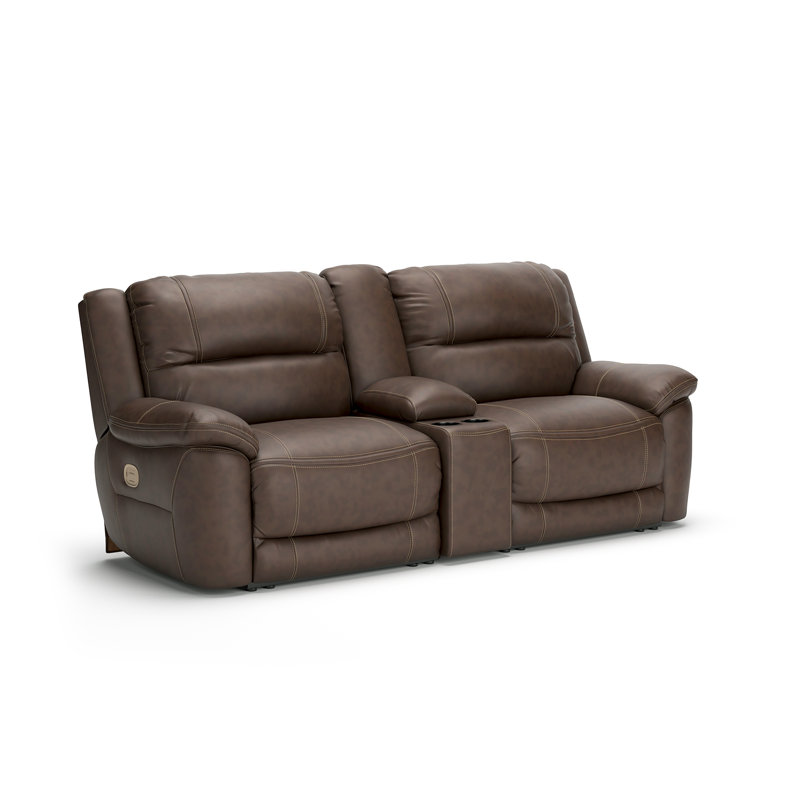 Dunleith 99'' Upholstered Power Reclining Loveseat, Brown