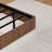 Floating Bed Frame Of King Size With Walnut Shade And Led Lights For Ambiance Creation, Wave - Shaped Wood Texture, Metal Slats Support, No Box Spring Setup, Invisible Suspension Design Concept,-2069853887-2069853885