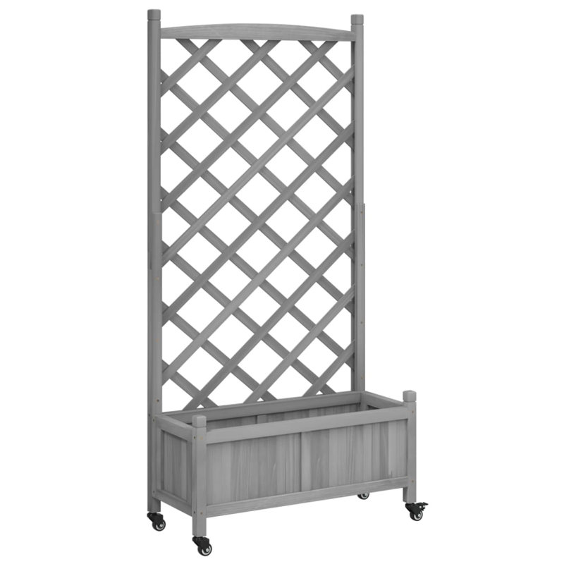 Wood Pot Planter, 62" H x 29.5" W x 13.8" D, Gray