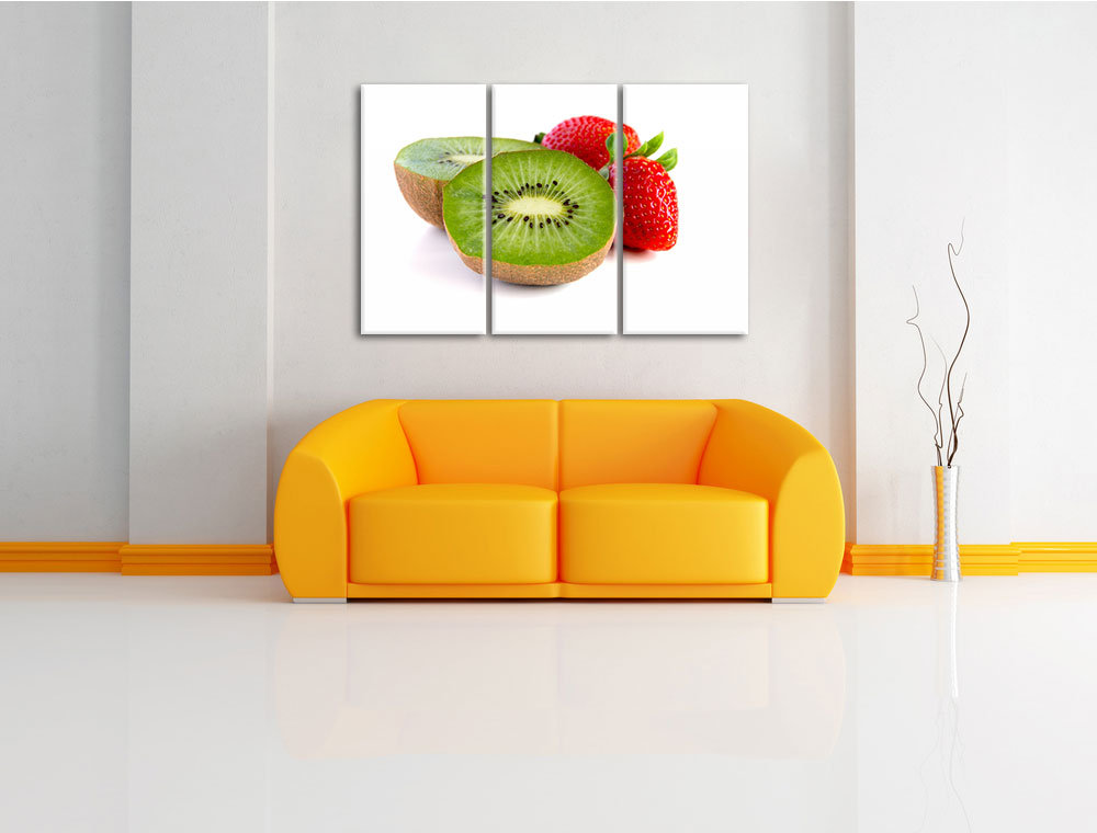 3-tlg. Leinwandbilder-Set „Kiwi und Erdbeeren“, Fotodruck