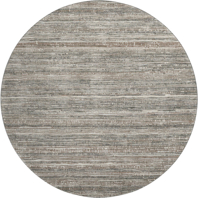 Premium Machine Washable Mayfield AMF1846 Stripes Rug, Round 8'