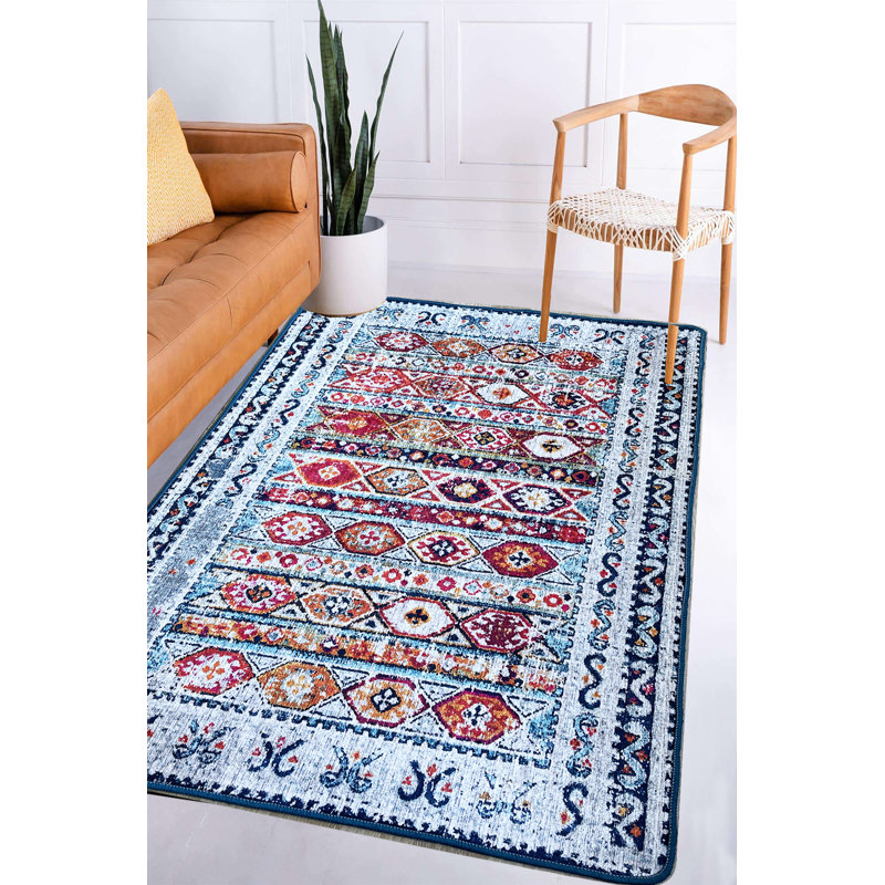 Premium Hall Carpet, 100% Polyester, 4.0 x 5.0 ft | Antibacterial, Non-Slip Underside, Machine Washable | Pile Height: 0.4 in, 700 g/m² | Beautiful Blue Color, Ideal for Home Decor & High-Traffic Areas