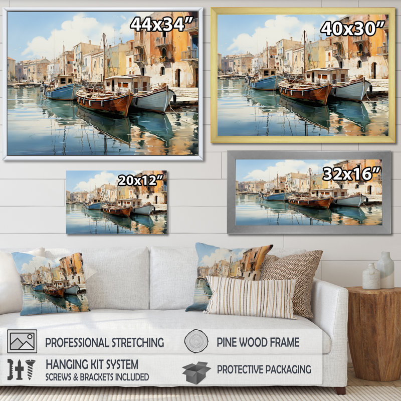" Greece Venetian Charms ", Cadre flottant doré, H 12 po x l 20 po
