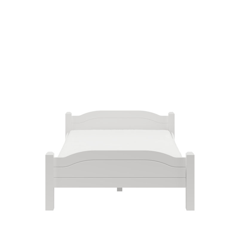 Vaill Solid Wood Bed, White, European Double (140 x 200cm)