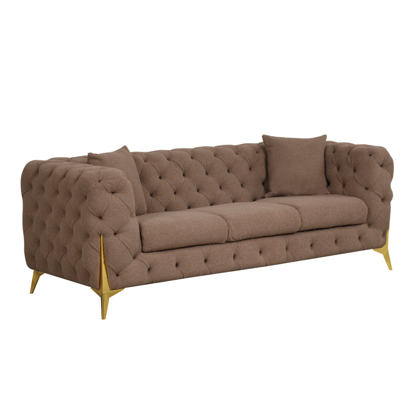 Canapé en tissu 84,25 po Moorehead,  Tissu brun bouclé