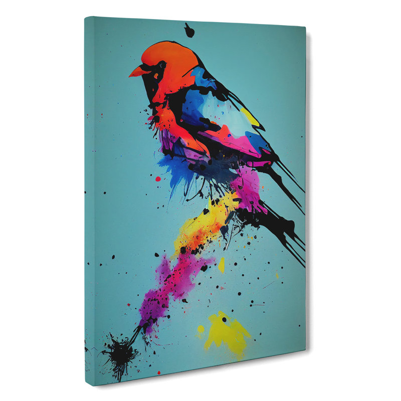 Paint Splash Bird No.6 - Wrapped Canvas, 50cm H x 35cm W x 3cm D
